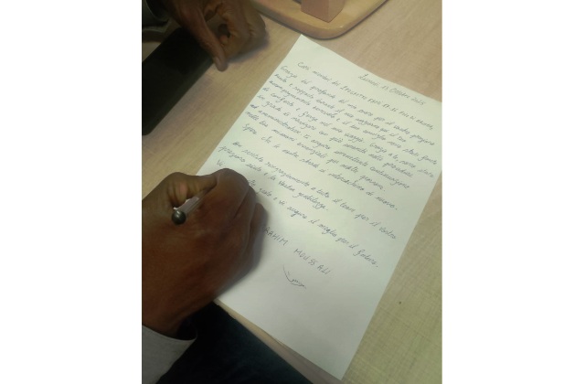 FAMI 17 di San Michele di Ganzaria: Ibrahim M. del Camerun ringrazia prima di andare via