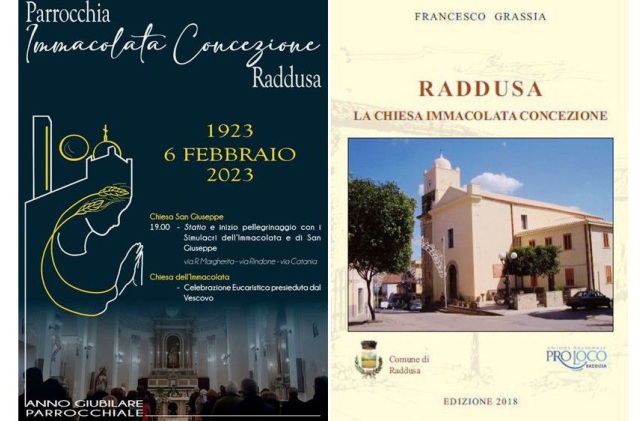 Raddusa. Lunedì 6 febbraio centenario della Parrocchia dell'Immacolata Concezione e distribuzione dell'opuscolo del giornalista Francesco Grassia sulla storia della chiesa