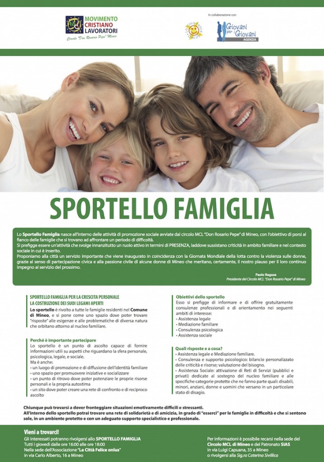 A MINEO UNO SPORTELLO DEDICATO ALLE FAMIGLIE