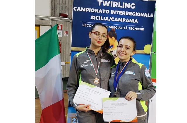 Niscemi. Medaglie per Gloria Di Franco e Alessia Tizza dell’Asd Niscemi Twirling al “Campionato interregionale Sicilia - Campania” di Twirling