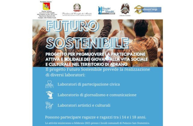 Una nuova opportunità si apre per i giovani di Adrano: il progetto “Futuro Sostenibile”.