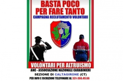 ANC - Associazione Nazionale Carabinieri di Caltagirone: aperte le iscrizioni anche per Volontari e Volontarie di San Michele di Ganzaria, Mirabella Imbaccari, San Cono, Mazzarrone e Granieri