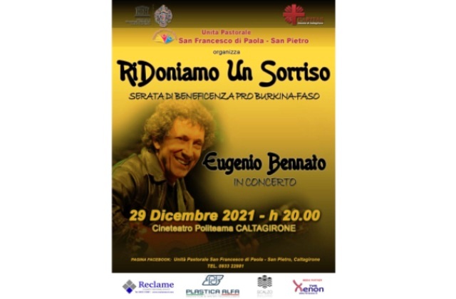 Caltagirone. “RiDoniamo un Sorriso”: concerto di Eugenio Bennato, mercoledì 29 dicembre 