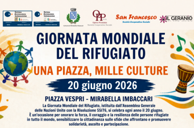 Mirabella Imbaccari celebra la Giornata Mondiale del Rifugiato 2026 con l’iniziativa “Una piazza, mille culture”