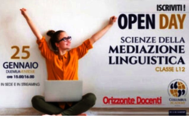 Martedì 25 gennaio, alle 15, Open Day della 'Columbus Academy Roma', per accedere al Corso di Studi Triennale in Scienze della Mediazione linguistica