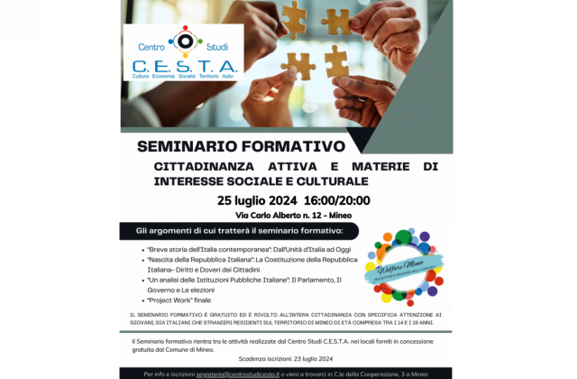 Mineo. Seminario formativo: Cittadinanza attiva e materie di interesse sociale e culturale