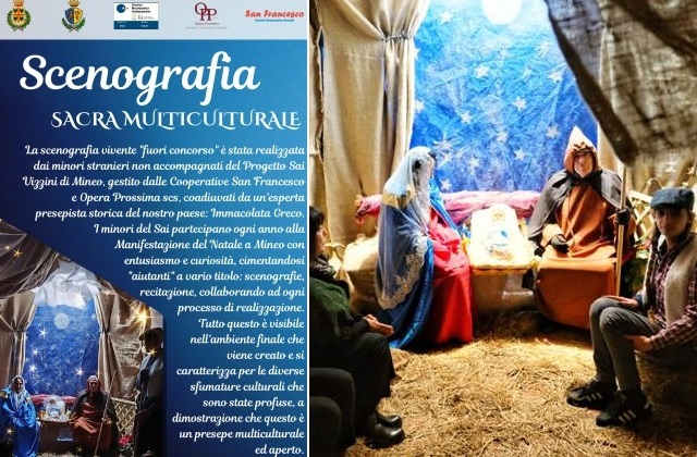 Scenografia SACRA MULTICULTURALE a Mineo, con le Cooperative “Opera Prossima” e San Francesco” del progetto SAI “Vizzini MSNA”