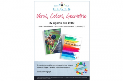 Mineo, “Versi, Colori, Geometrie”: il 22 agosto, presentazione raccolte poetiche e mostra d’arte