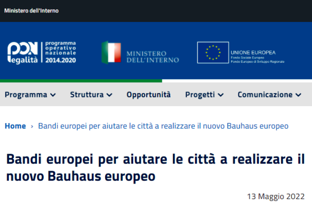 Bandi europei per aiutare le città a realizzare il nuovo Bauhaus europeo