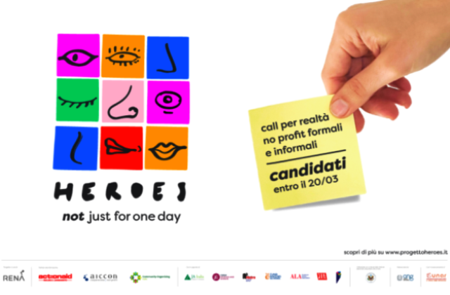 Aperta la call per entrare a far parte di “Heroes. Not just for one day!”, progetto contro la esclusione sociale giovani, patrocinato da Ang