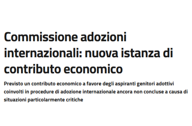 Commissione adozioni internazionali: nuova istanza di contributo economico