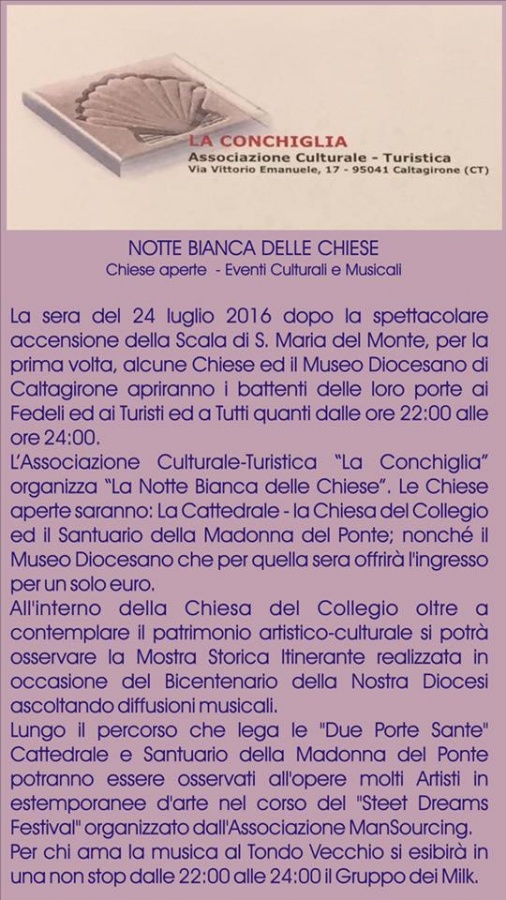 Caltagirone, “Chiese aperte” grazie all’associazione “La Conchiglia”