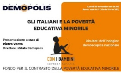 “Gli italiani e la povertà educativa minorile”: presentati i risultati dell’indagine Demopolis 