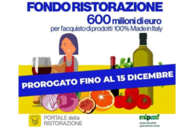 Fondo "Ristorazione" : prorogato al 15 dicembre 2020 il termine per le domande