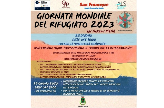 Giornata Mondiale del Rifugiato. Il SAI 'Niscemi MSNA', gestito dalle Coop. Opera Prossima e San Francesco, promuove con ALS MCL Sicilia la conferenza “Agire l’Accoglienza: il lavoro che fa l’integrazione”