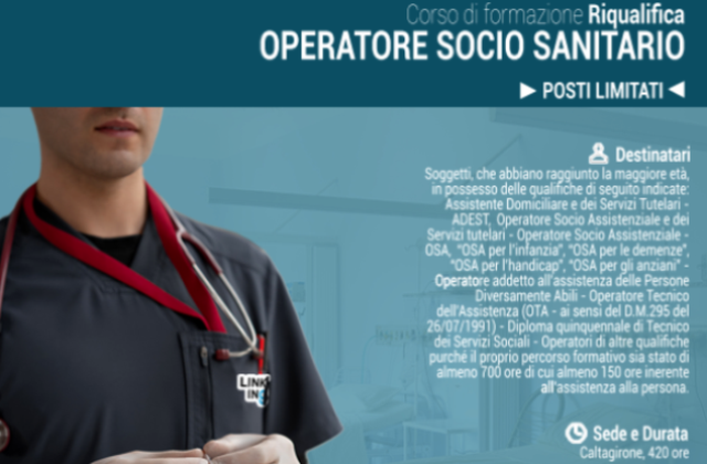 O.S.S. - Corso di formazione "Riqualiﬁca" OPERATORE SOCIO SANITARIO con Attestato di qualiﬁca di O.S.S. - PREISCRIZIONI entro il 20 SETTEMBRE 2022 (posti limitati)