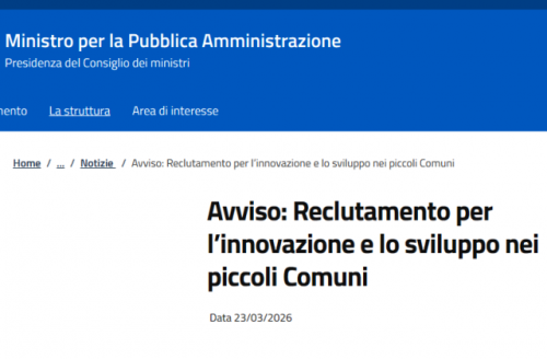 Avviso: Reclutamento per l’innovazione e lo sviluppo nei piccoli Comuni