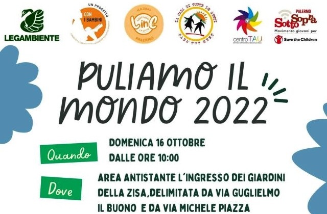 Trent’anni di Puliamo il Mondo per un clima di pace. Oggi, domenica 16 ottobre, a Palermo, pulizia area antistante ingresso Giardini Zisa