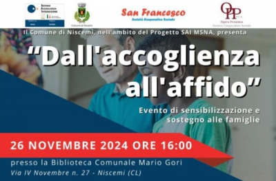 Niscemi: “Dall’accoglienza all’affido” – Evento di sensibilizzazione e sostegno alle famiglie