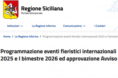 Programmazione eventi fieristici internazionali 2025 e I bimestre 2026 ed approvazione Avviso