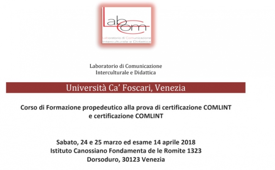 Corso di Formazione propedeutico alla prova di certificazione COMLINT  e certificazione COMLINT