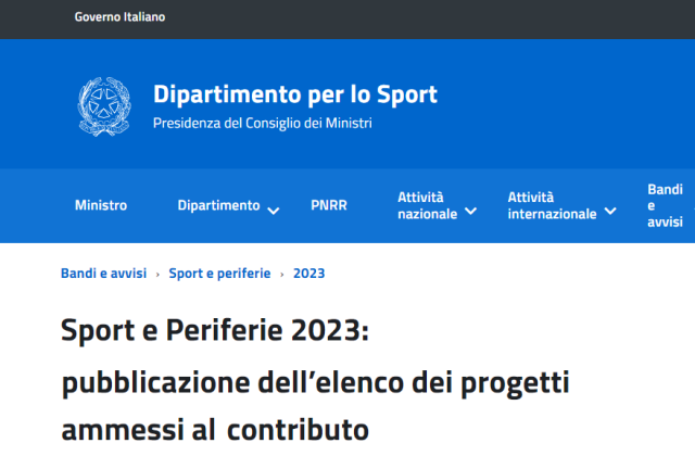 Sport e Periferie 2023: pubblicazione dell’elenco dei progetti ammessi al contributo. Tra questi 8 Comuni sono in Sicilia