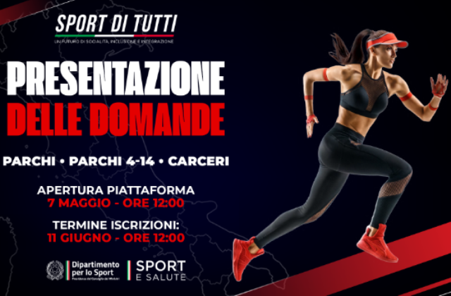 Sport di tutti. Attive dal 7 maggio e piattaforme per le candidature ai progetti "Parchi", "Parchi 4-14" e Carceri